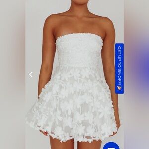 White mini strapless dress